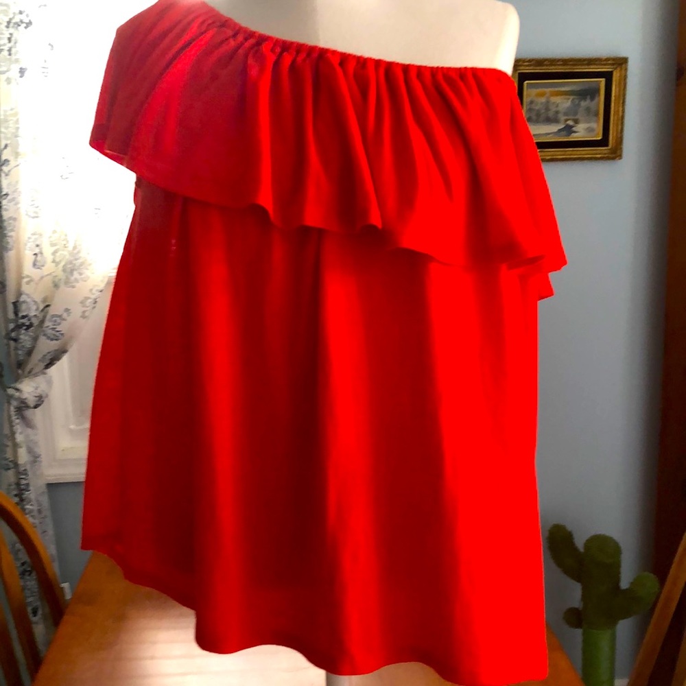 Orange Adjustable Ruffle Neckline Sleeveless Top … - image 3